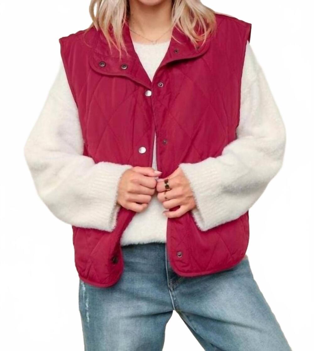 NEW HAPTICS quilted puffer vest jacket with fully lining in burgundy